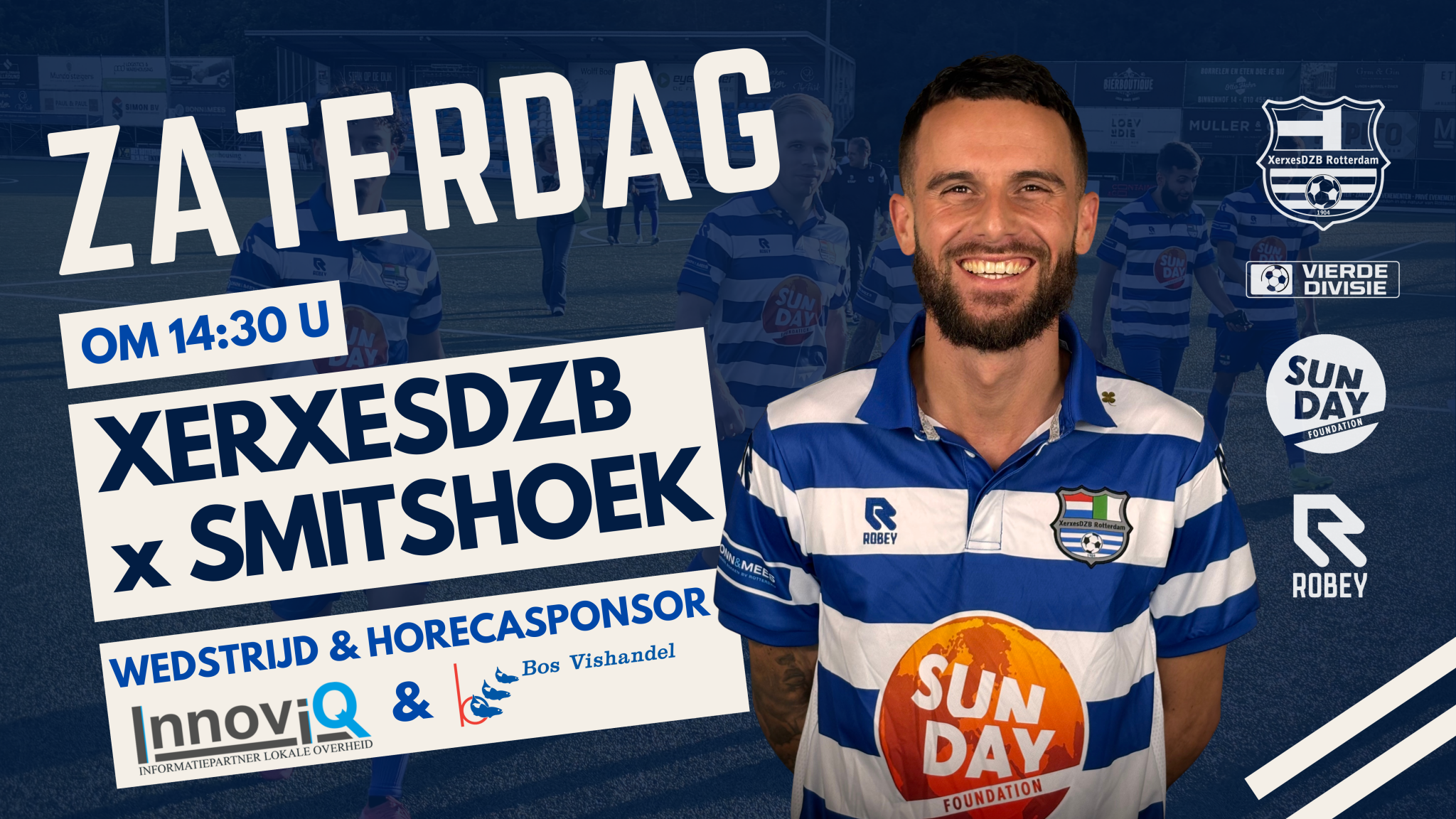 Topper XerxesDZB - Smitshoek: Innoviq wedstrijdsponsor & Bos Vishandel horecasponsor!